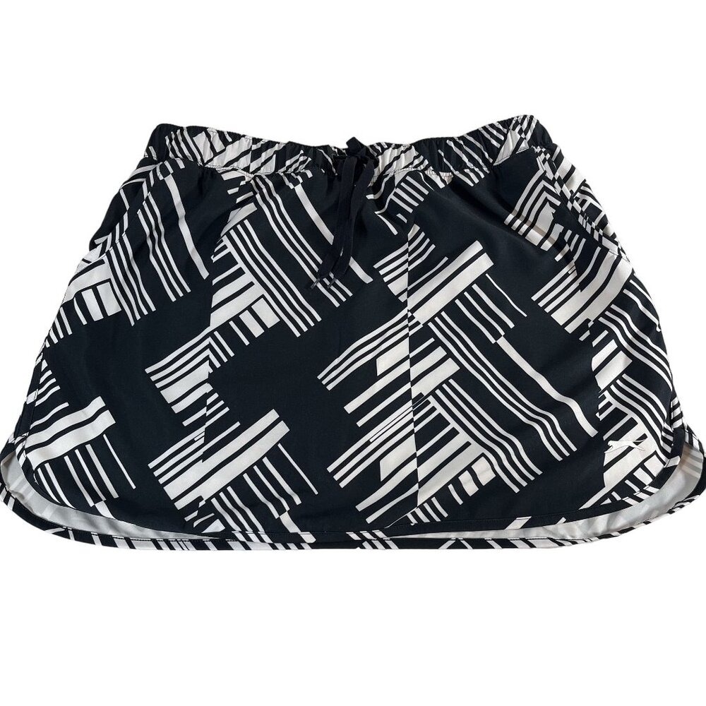 Slazenger Women's Golf Skort L Black & White Geometric Print With Built-In Short